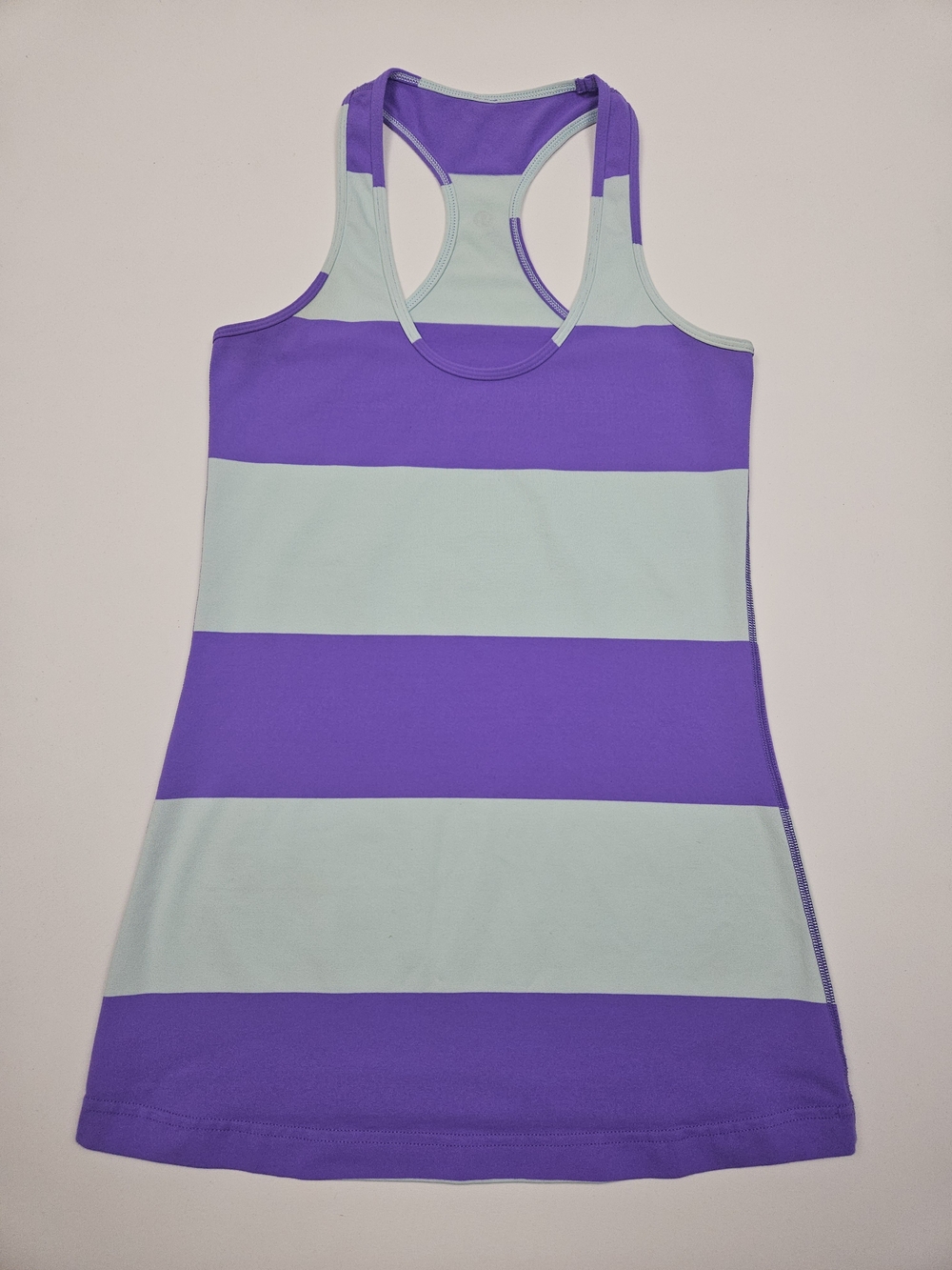 Lululemon Cool Racerback Tank Size 6 Purple Mint Striped Athletic Yoga Top